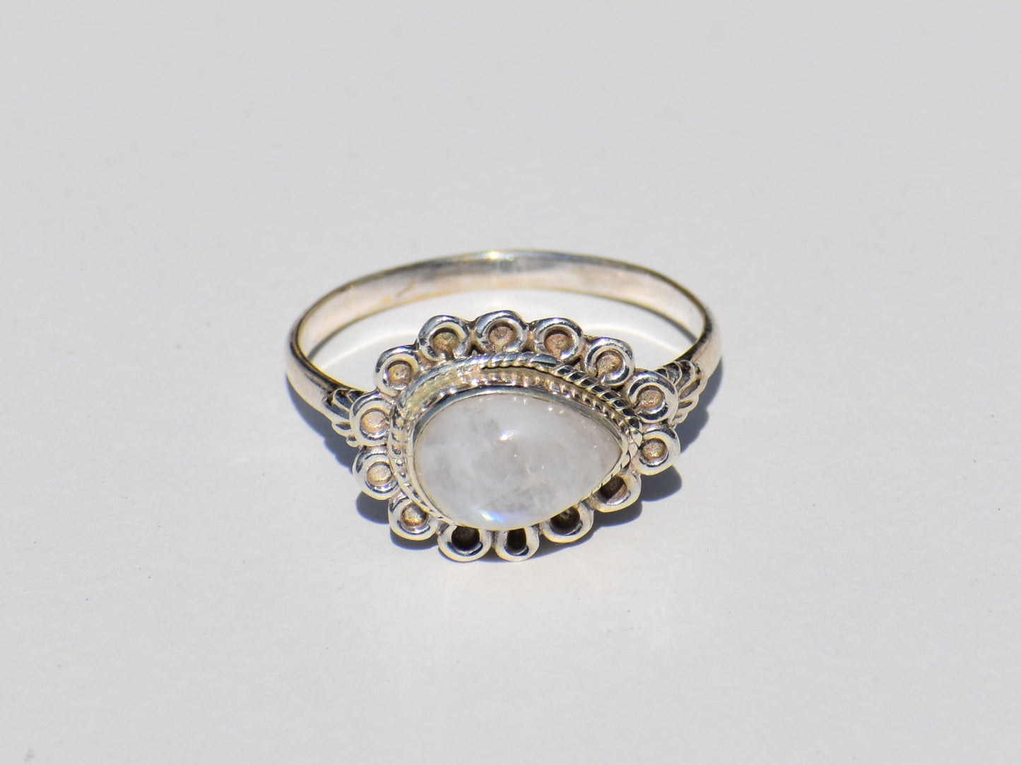 Rainbow Moonstone Ring, Sterling Silver Ring, Handmade Ring, Pear Gemstone, Natural Gemstone, Birthstone Ring, Statement Ring, Ring For Her