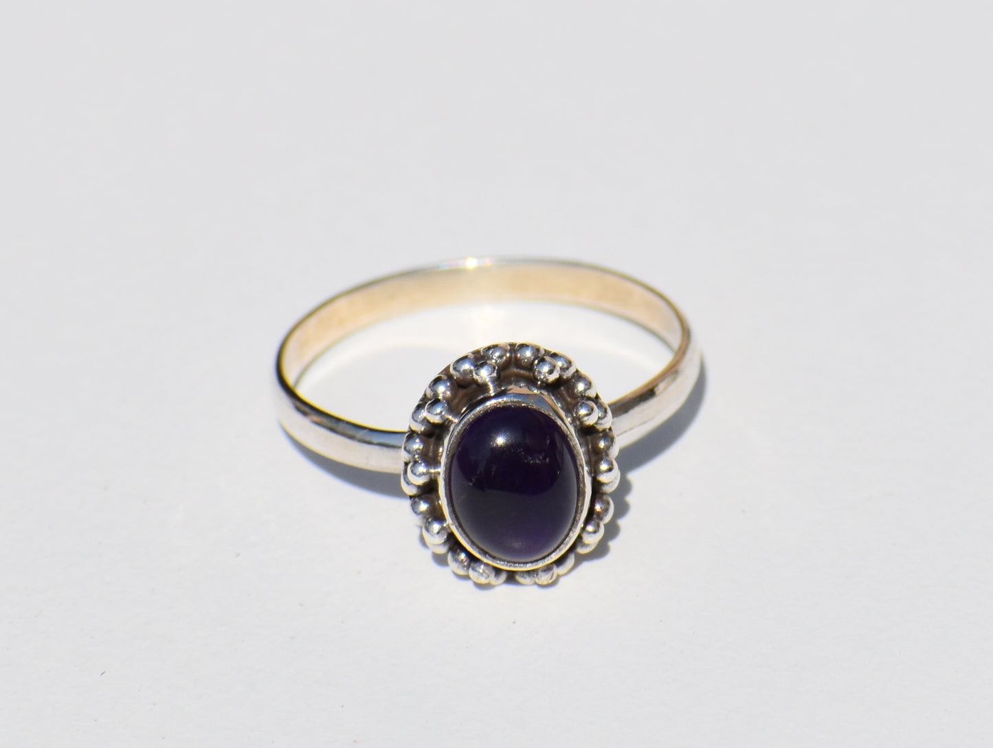 Oval Amethyst Ring, Amethyst Raw Stone, 925 Solid Sterling Silver, Birthstone Jewelry, Zodiac Ring, Purple Stone Ring, Handmade Gift For Her