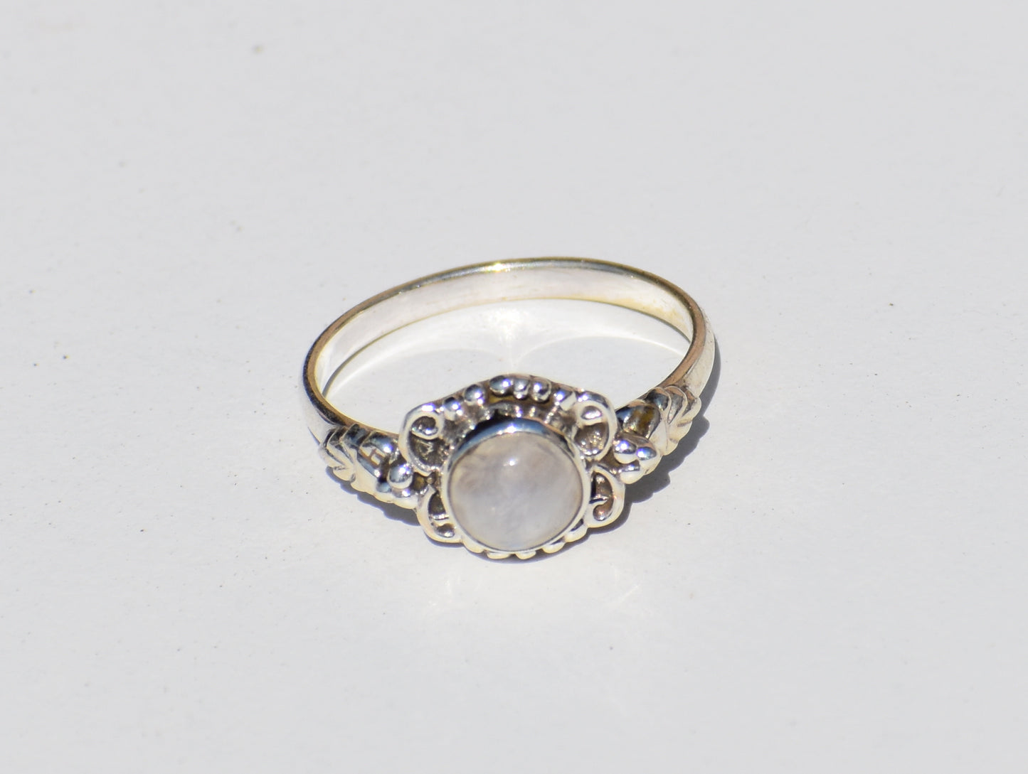 Moonstone Ring, Sterling Silver Ring, Round Gemstone, Statement Ring, Handmade Ring, Anniversary Ring, Precious Ring, Promise Ring, Gift Her