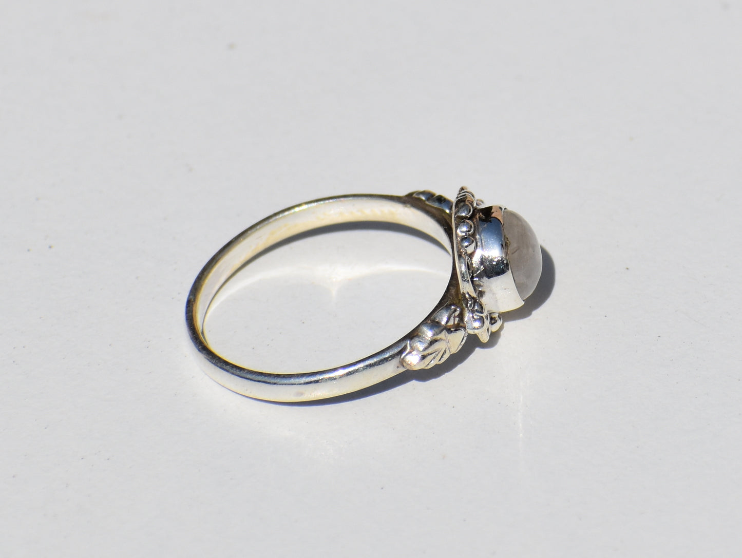 Moonstone Ring, Sterling Silver Ring, Round Gemstone, Statement Ring, Handmade Ring, Anniversary Ring, Precious Ring, Promise Ring, Gift Her