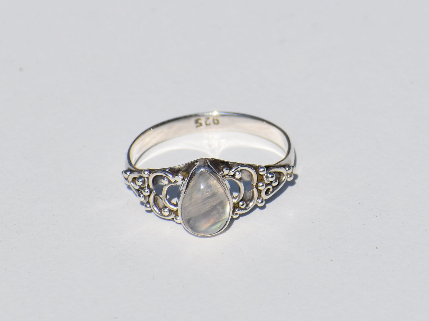 Moonstone Ring, 925 Sterling Silver ring, Pear Moonstone Ring, Bohemian Ring, Silver Ring, Minimalist Style, Gift For Her, Anniversary Gift