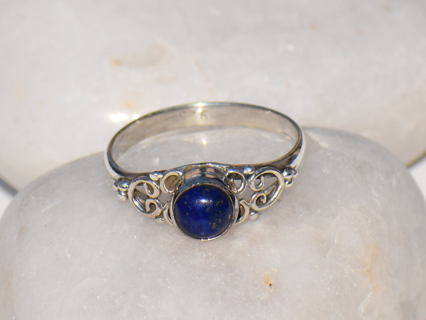 Lapis Lazuli Ring, Sterling Silver Ring, Handmade Ring, Lapis Ring, Round Lapis lazuli, Natural Lapis Lazuli, Statement Ring, Gift For Women
