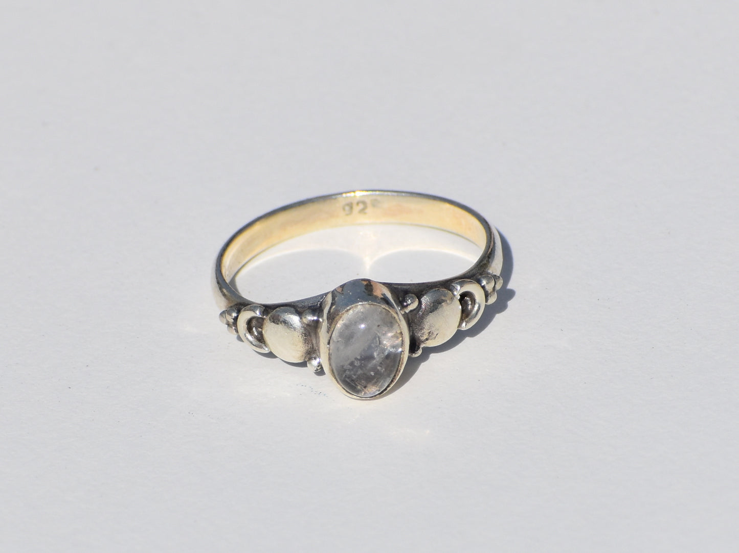 Moonstone Ring, Sterling Silver Ring, Wanderlust Ring, Blue Fire Moonstone Ring, Boho Ring, Stacking Ring, White Gemstone Ring, Gift For Her