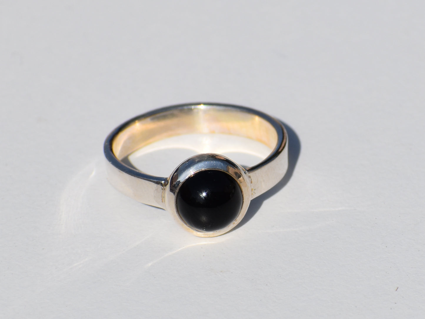Black Onyx Ring, Round Black Onyx Ring, Sterling Silver Ring, Black Stone Ring, Healing Ring, Zodiac Ring, Women Solitaire ring