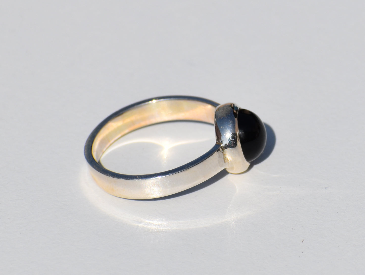 Black Onyx Ring, Round Black Onyx Ring, Sterling Silver Ring, Black Stone Ring, Healing Ring, Zodiac Ring, Women Solitaire ring