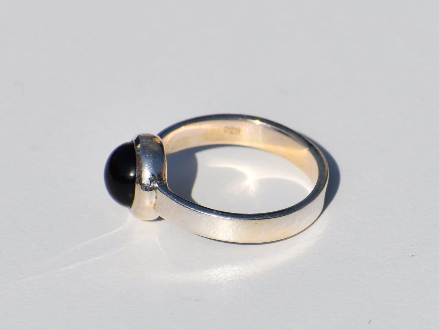 Black Onyx Ring, Round Black Onyx Ring, Sterling Silver Ring, Black Stone Ring, Healing Ring, Zodiac Ring, Women Solitaire ring