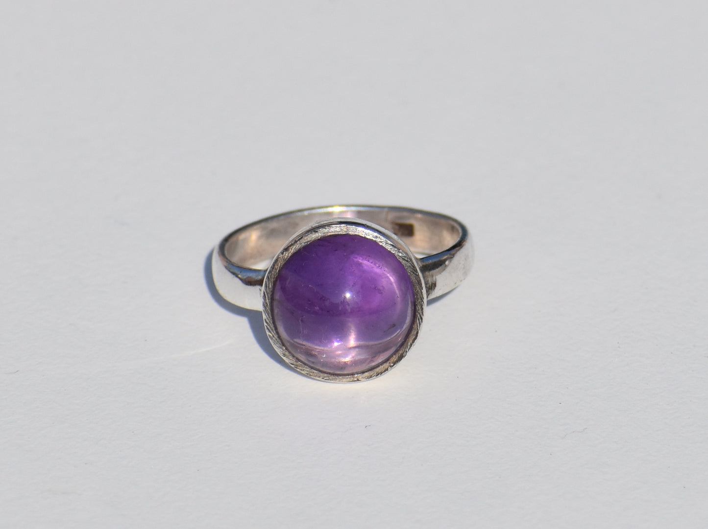 Amethyst Ring, Sterling Silver Ring, Solitaire Ring, Healing Ring, Bohemian Ring, Round Gemstone, Zodiac Ring, Ring For Everyone, Gift Item