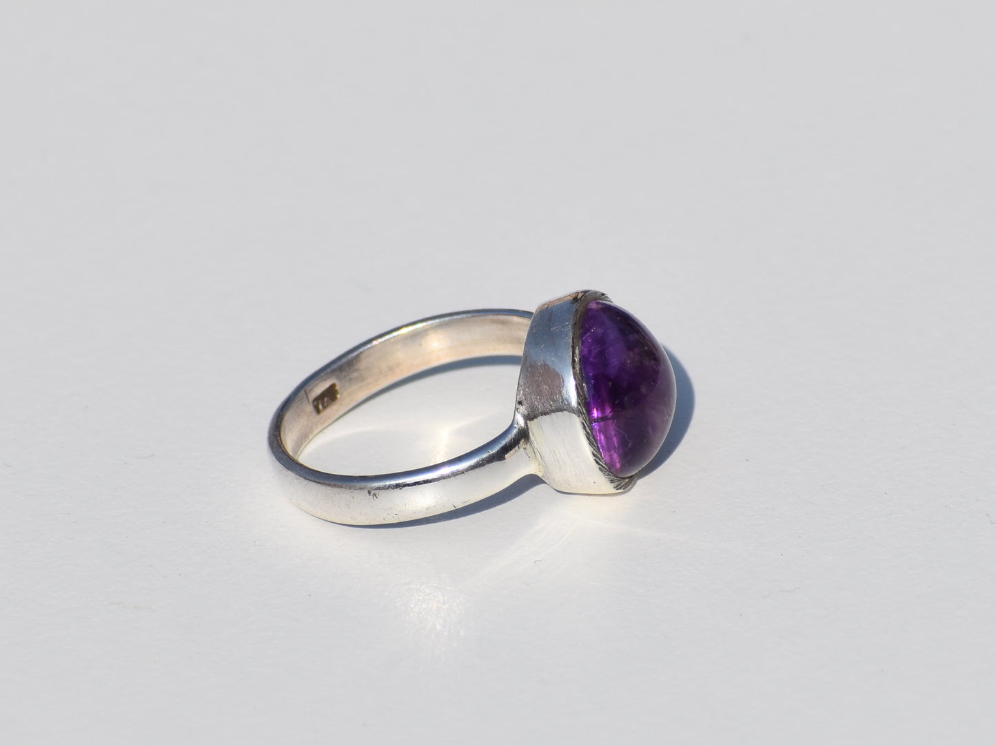 Amethyst Ring, Sterling Silver Ring, Solitaire Ring, Healing Ring, Bohemian Ring, Round Gemstone, Zodiac Ring, Ring For Everyone, Gift Item