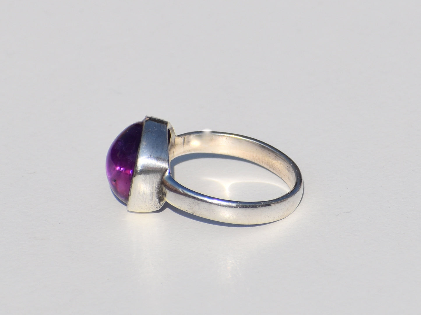 Amethyst Ring, Sterling Silver Ring, Solitaire Ring, Healing Ring, Bohemian Ring, Round Gemstone, Zodiac Ring, Ring For Everyone, Gift Item
