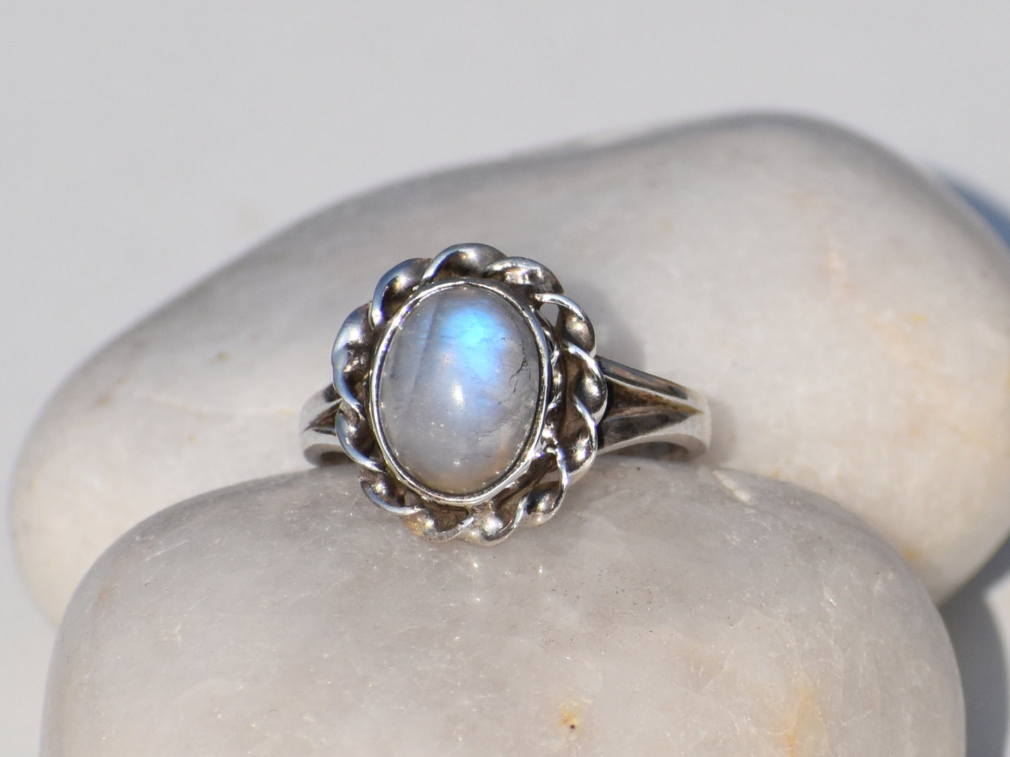 Moonstone Ring, Sterling Silver Ring, Natural Moonstone, Oval Gemstone, Solitaire Ring, Promise Ring, Stacking Ring, Everyday Ring, Gift Her