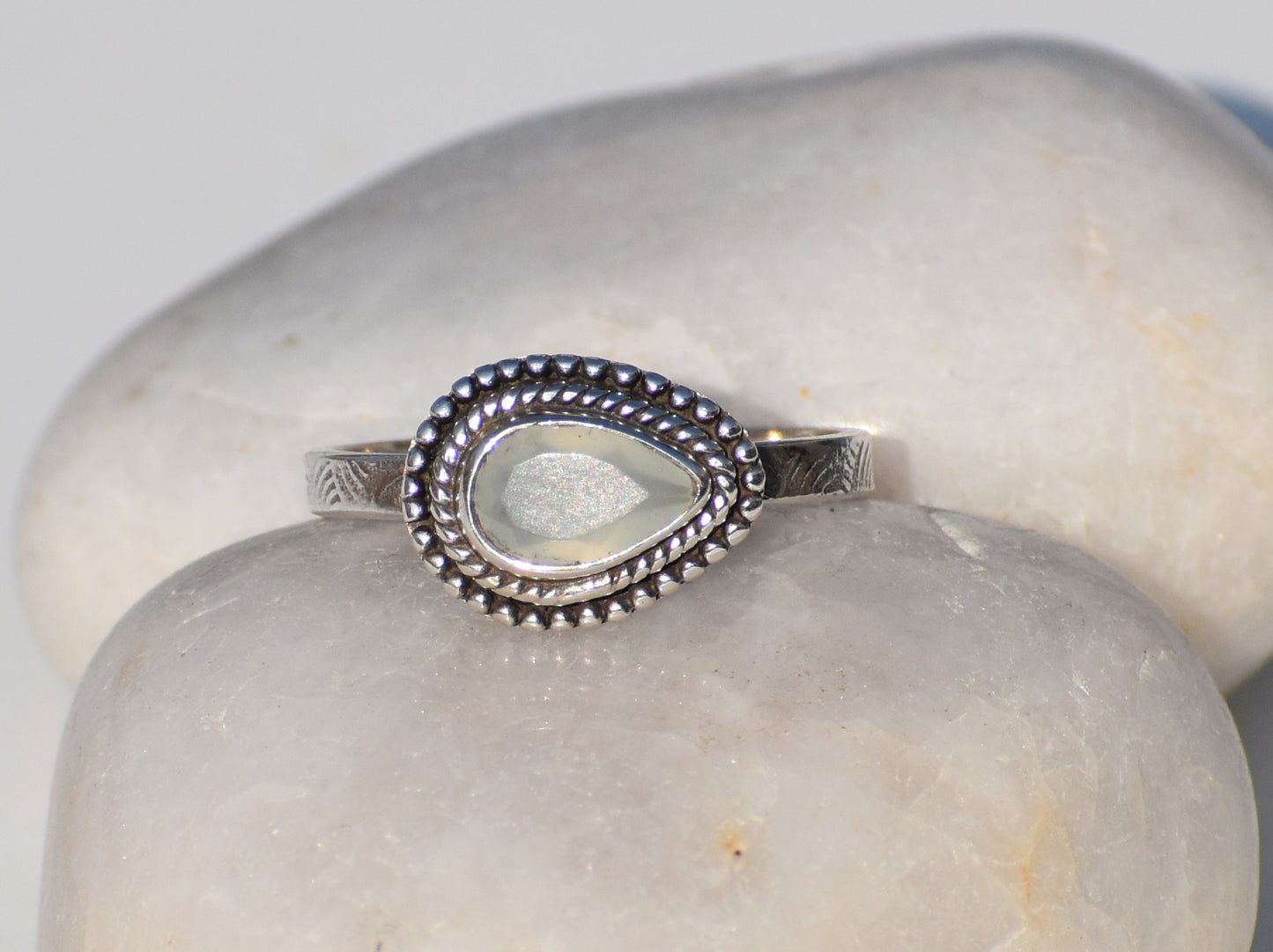 Faceted Aqua Chalcedony Ring, Pear Chalcedony Ring, Handcrafted Ring, Sterling Silver Ring, Blue Chalcedony, Anniversary Gift, Gift For her
