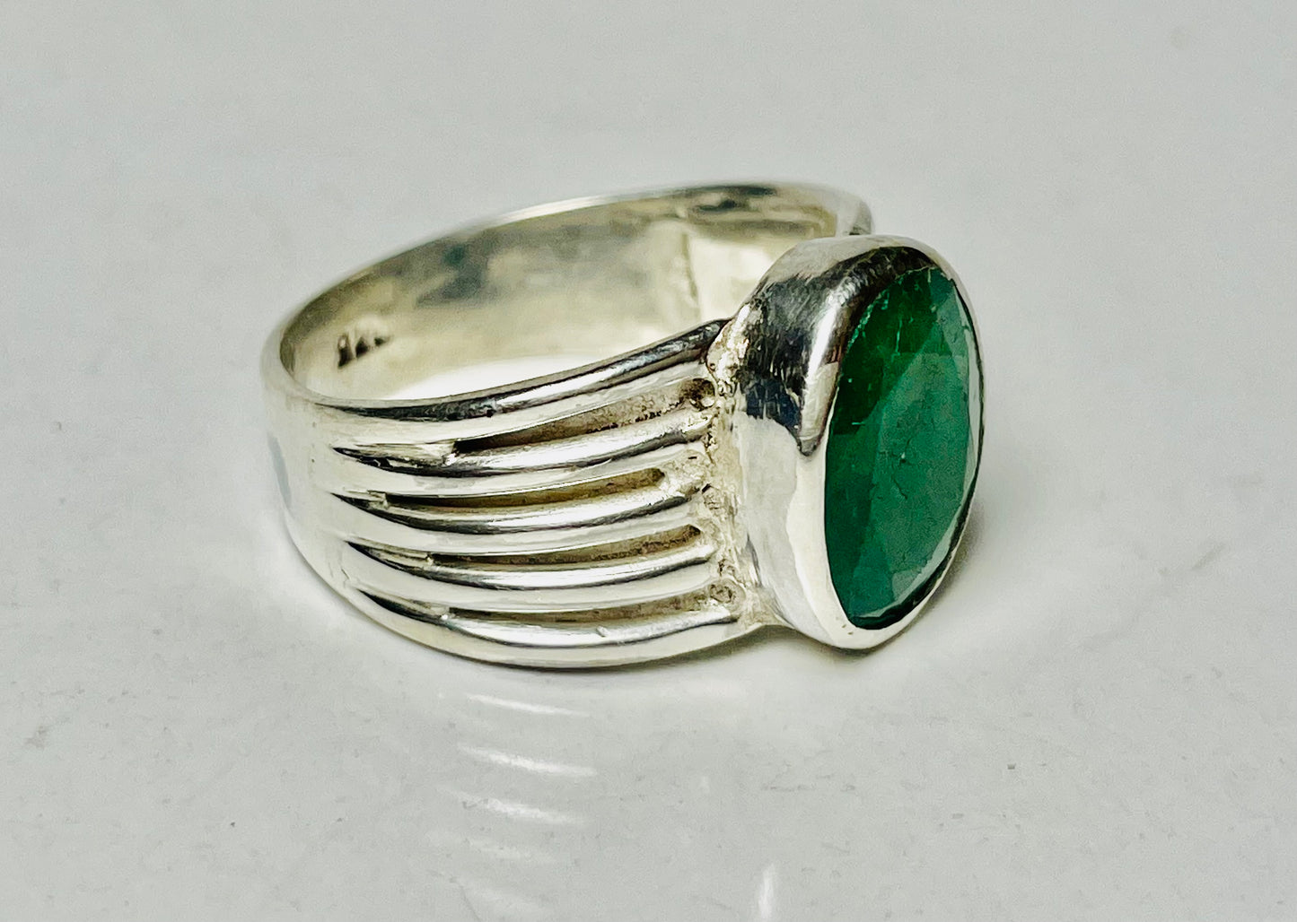 Emerald Ring, May Birthstone Ring, Solitaire Stone Ring, Sterling Silver Ring, Natural Gemstone Ring, 925 Silver Emerald Ring, Oval Emerald