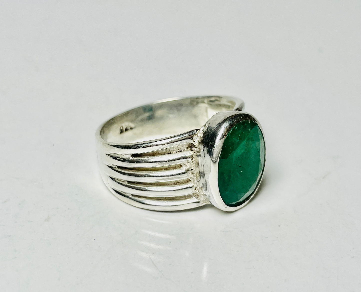 Emerald Ring, May Birthstone Ring, Solitaire Stone Ring, Sterling Silver Ring, Natural Gemstone Ring, 925 Silver Emerald Ring, Oval Emerald