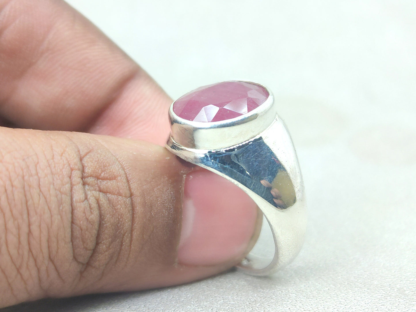 Ruby Ring, Oval Ruby Gemstone, Pink Gemstone Ring, Faceted Gemstone Ring, Handmade Ring, 925 Sterling Silver Ring, Dainty Ring, Gift For Her