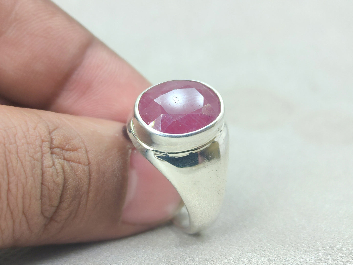 Ruby Ring, Oval Ruby Gemstone, Pink Gemstone Ring, Faceted Gemstone Ring, Handmade Ring, 925 Sterling Silver Ring, Dainty Ring, Gift For Her
