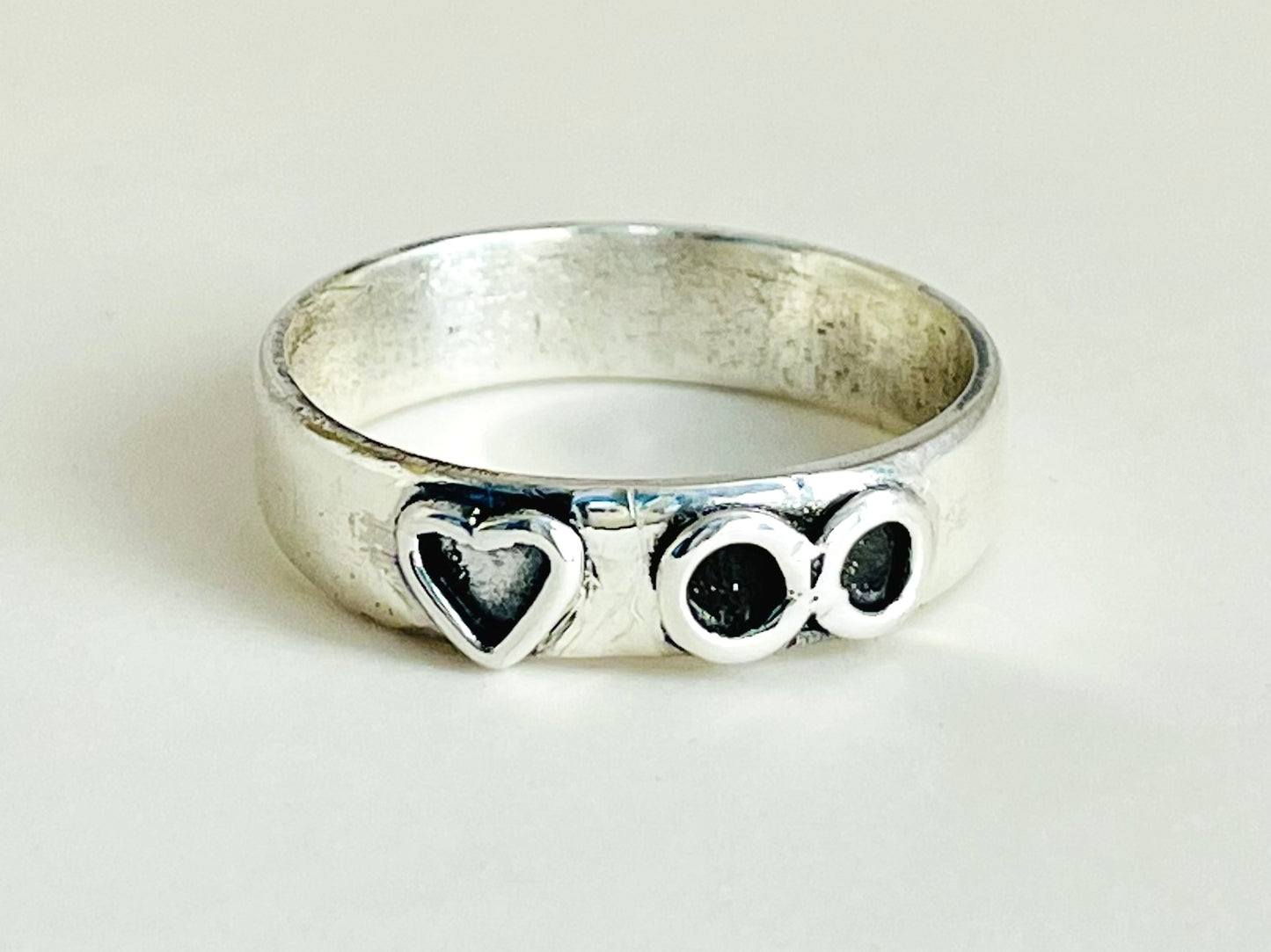 Silver Heart Ring, Silver Infinity Ring, Stacking Ring, Handmade Ring, 925 Sterling Silver Ring, Couple Band Ring, Anniversary Gift For Her