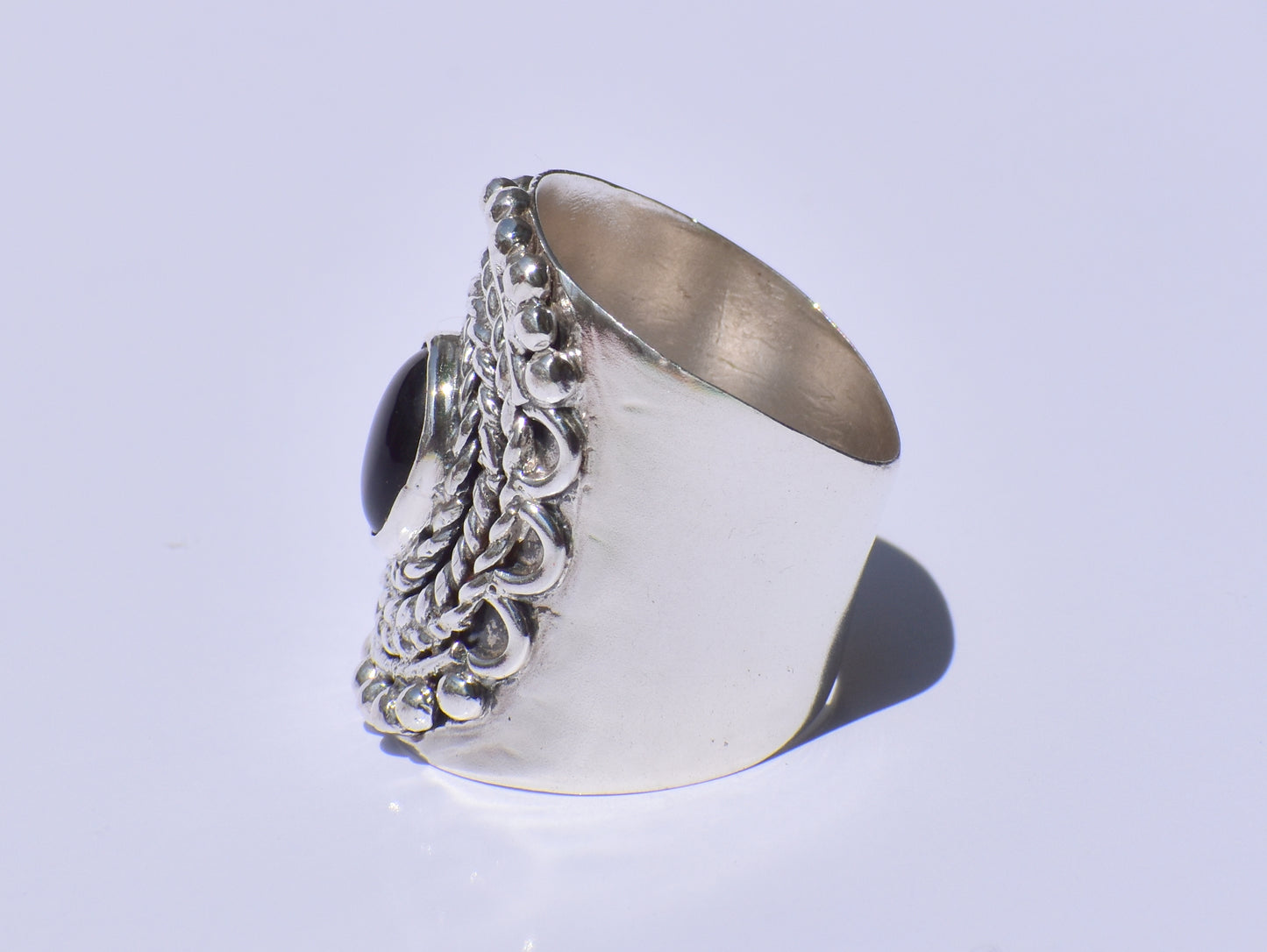Black Onyx Band Ring, Healing Stone, Oval Stone Ring, Handcrafted Band Ring, Unisex Jewelry, Statement Jewelry, Wide Band Ring, Gift For Her