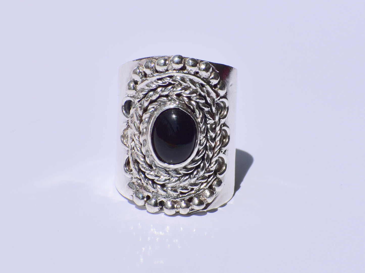 Black Onyx Band Ring, Healing Stone, Oval Stone Ring, Handcrafted Band Ring, Unisex Jewelry, Statement Jewelry, Wide Band Ring, Gift For Her
