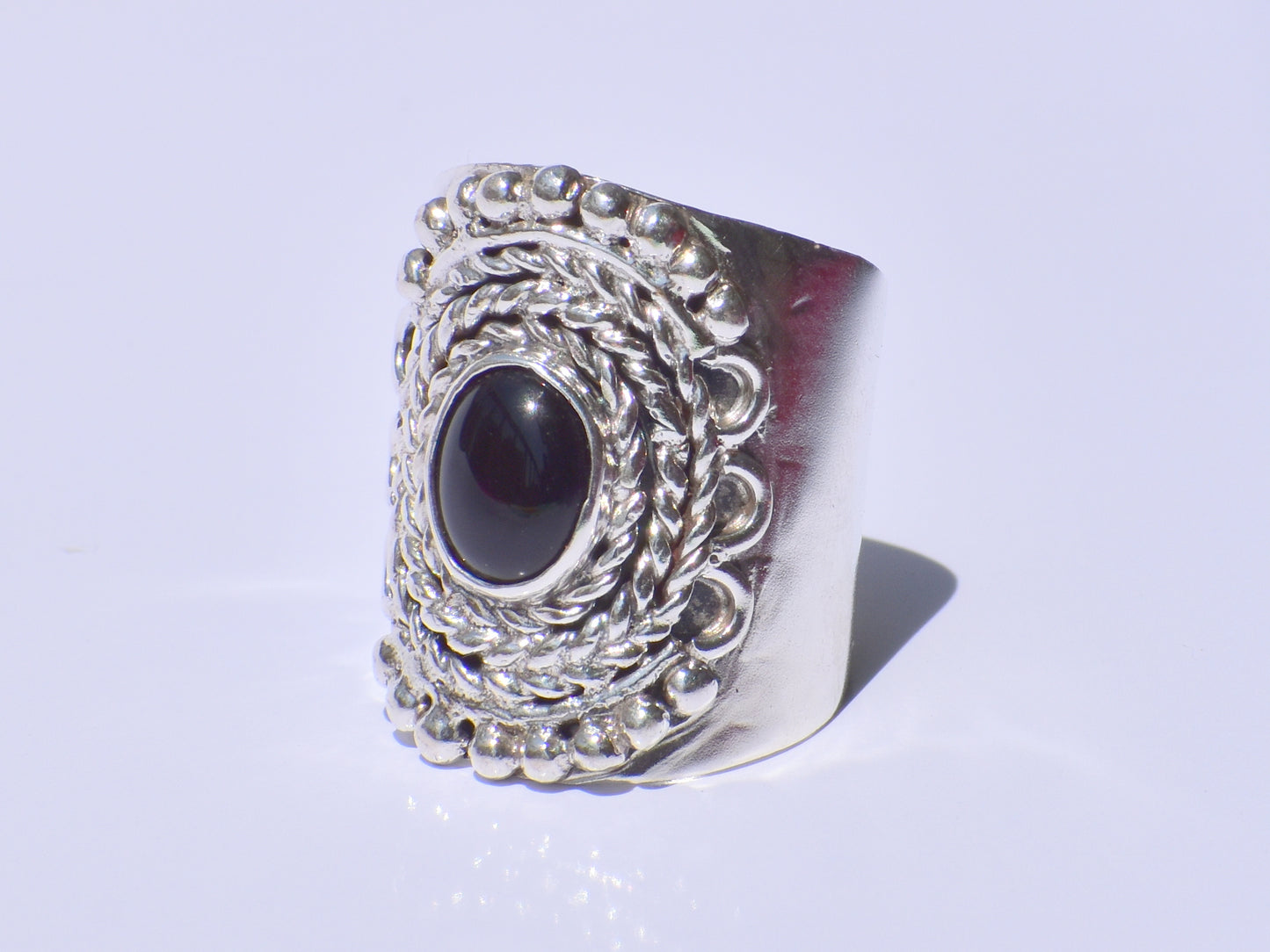 Black Onyx Band Ring, Healing Stone, Oval Stone Ring, Handcrafted Band Ring, Unisex Jewelry, Statement Jewelry, Wide Band Ring, Gift For Her