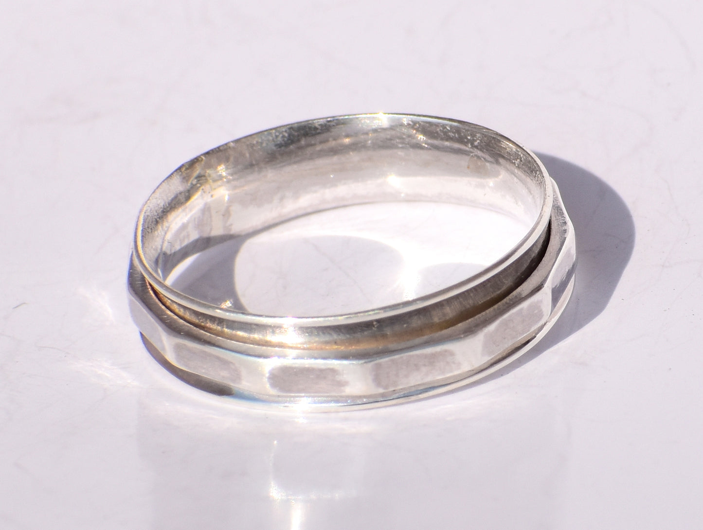 Spinner Ring, Band Ring, 925 Sterling Silver Ring, Handmade Ring, Hammered Spinner Ring, Anxiety Ring, Fidget Ring, Stacking Ring, Gift Ring