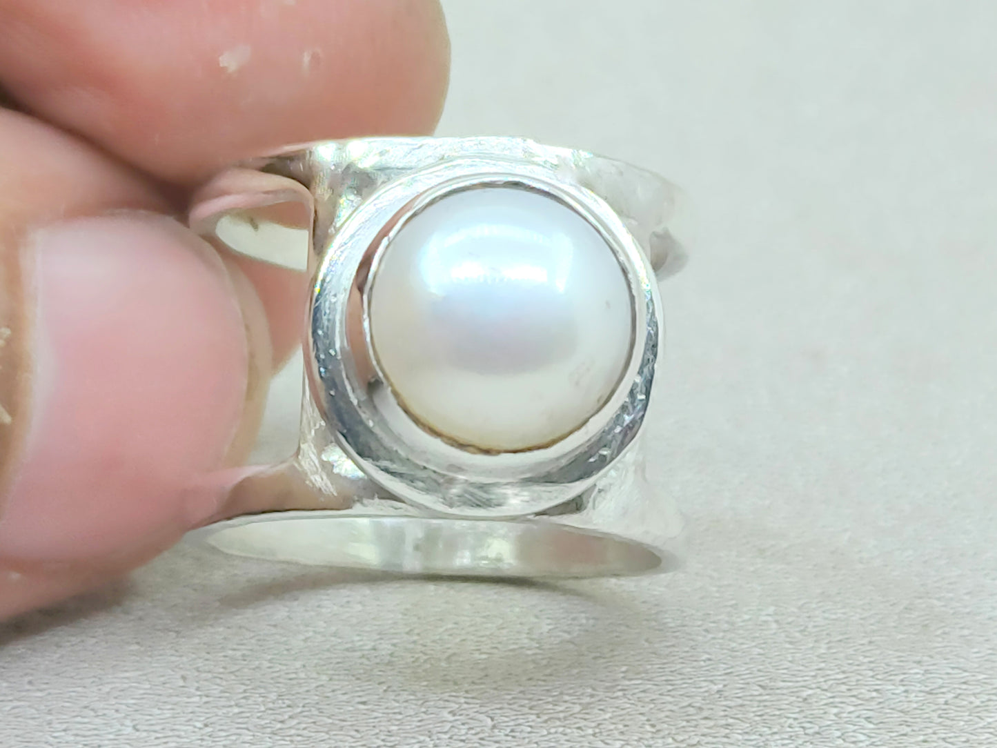 Pearl Band Ring, 925 Sterling Silver Ring, Handmade Ring, Fresh Water Pearl Ring, Handmade Ring, Zodiac Ring, Unisex Ring, Birthstone Ring