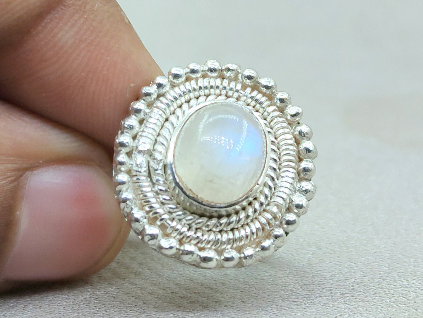 Moonstone Ring, 925 Silver Ring, Handmade Ring, Oval Moonstone Ring, Birthstone Ring, Statement Ring, Blue Fire Moonstone Ring, Wedding Ring