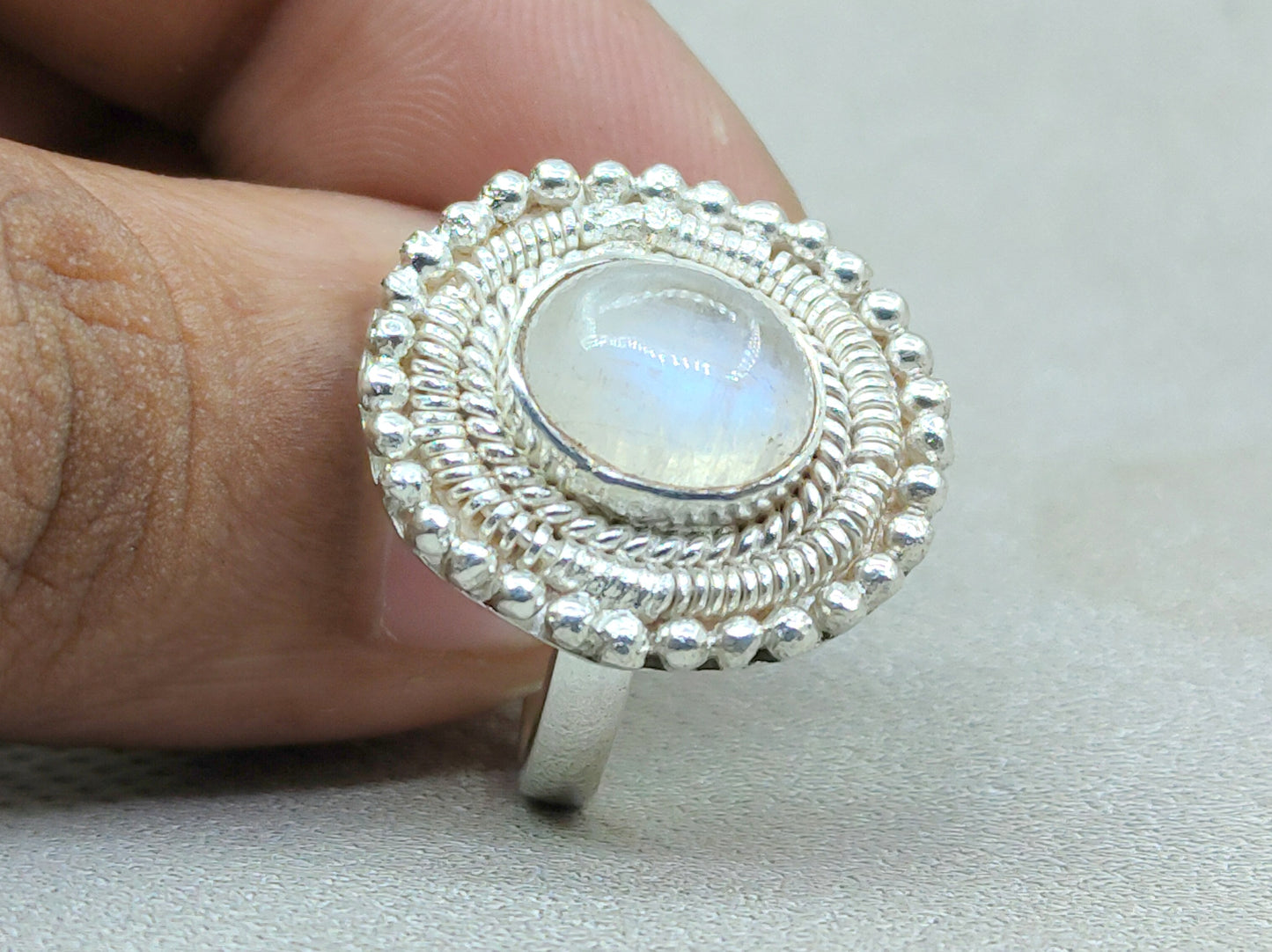 Moonstone Ring, 925 Silver Ring, Handmade Ring, Oval Moonstone Ring, Birthstone Ring, Statement Ring, Blue Fire Moonstone Ring, Wedding Ring