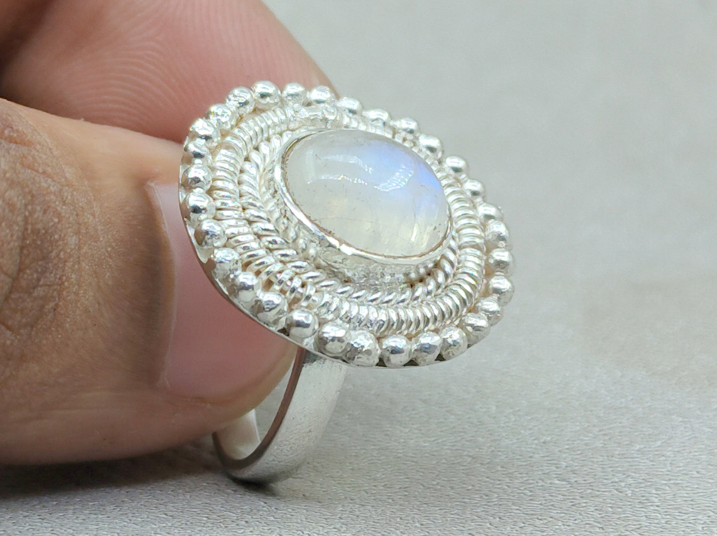 Moonstone Ring, 925 Silver Ring, Handmade Ring, Oval Moonstone Ring, Birthstone Ring, Statement Ring, Blue Fire Moonstone Ring, Wedding Ring