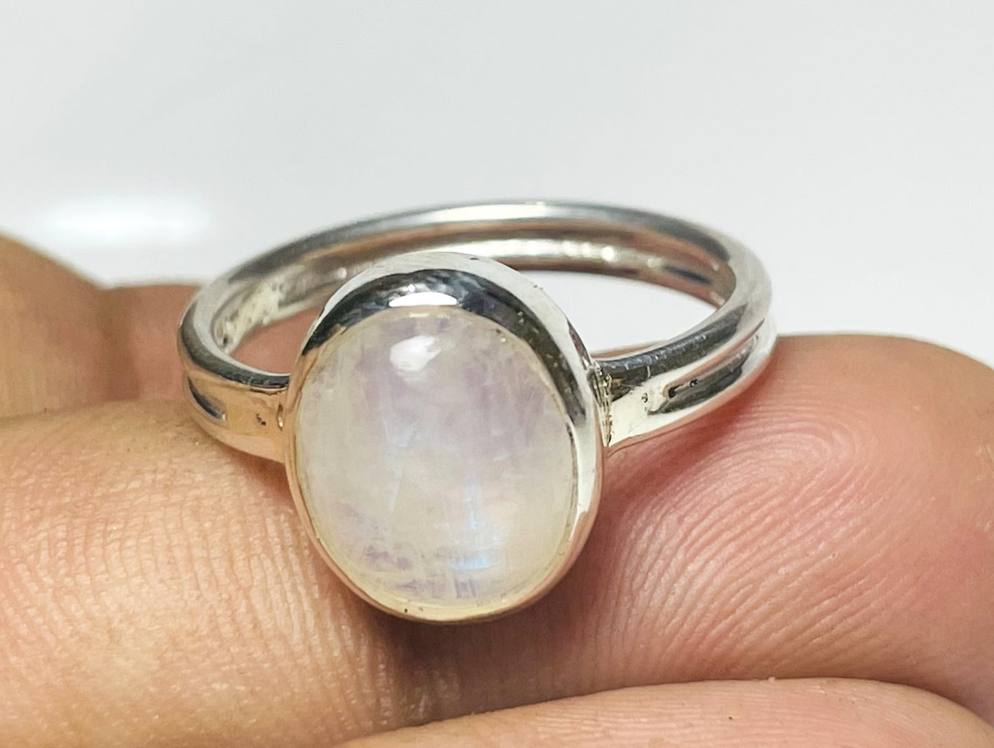 Moonstone Ring, 925 Silver Ring, Rainbow Moonstone Ring, June Birthstone, Blue Flame Moonstone Ring, Oval Moonstone Ring, Statement Jewelry