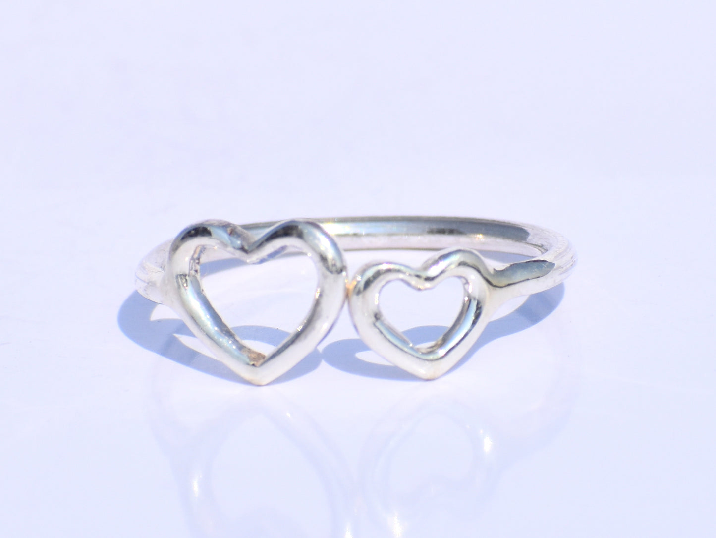 Silver Heart Ring, Double Heart Ring, 925 Silver Ring, Handmade Ring, Statement Ring, Delicate Fine Jewelry, Stacking Ring, Heart Jewellery