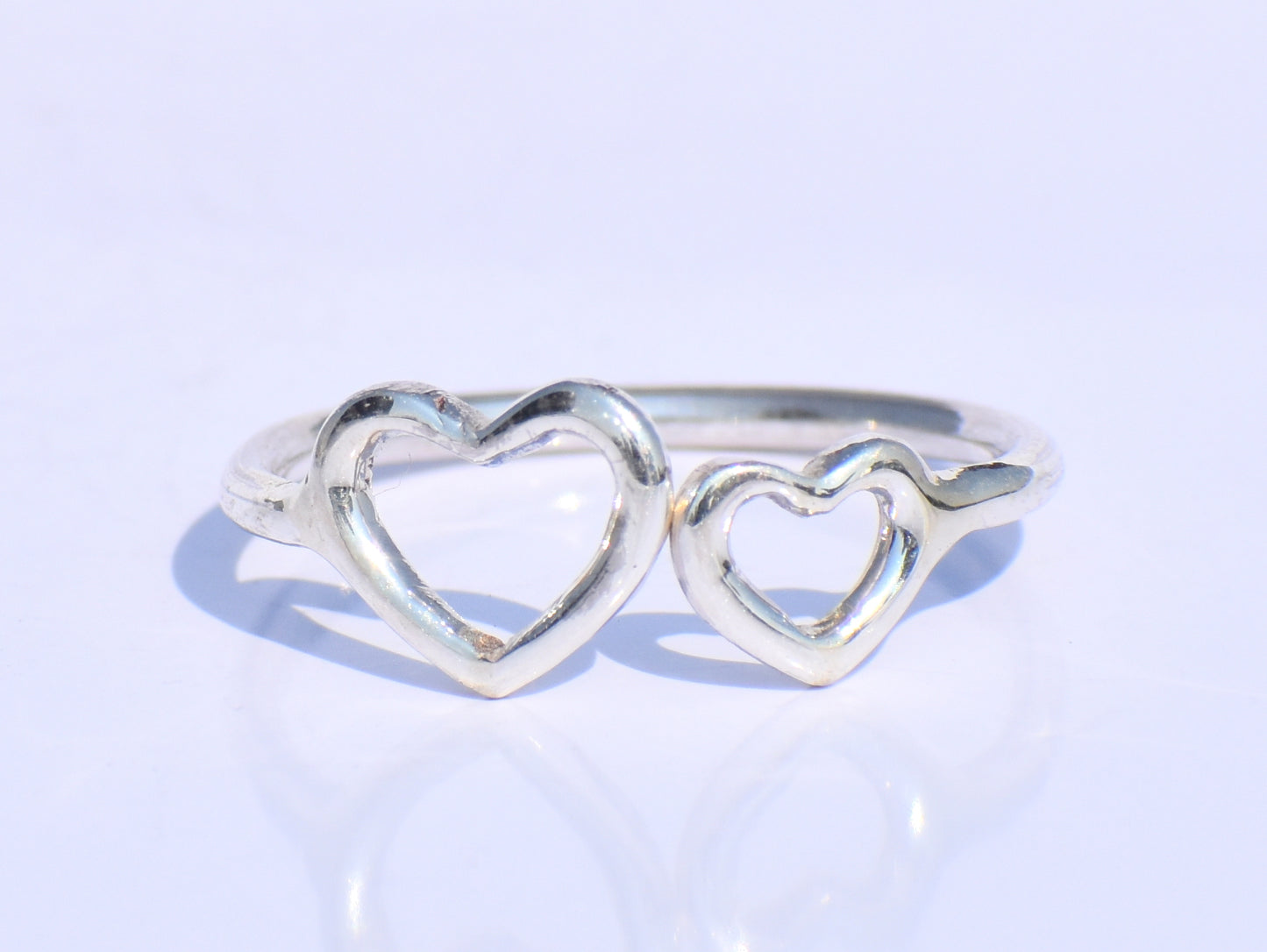 Silver Heart Ring, Double Heart Ring, 925 Silver Ring, Handmade Ring, Statement Ring, Delicate Fine Jewelry, Stacking Ring, Heart Jewellery