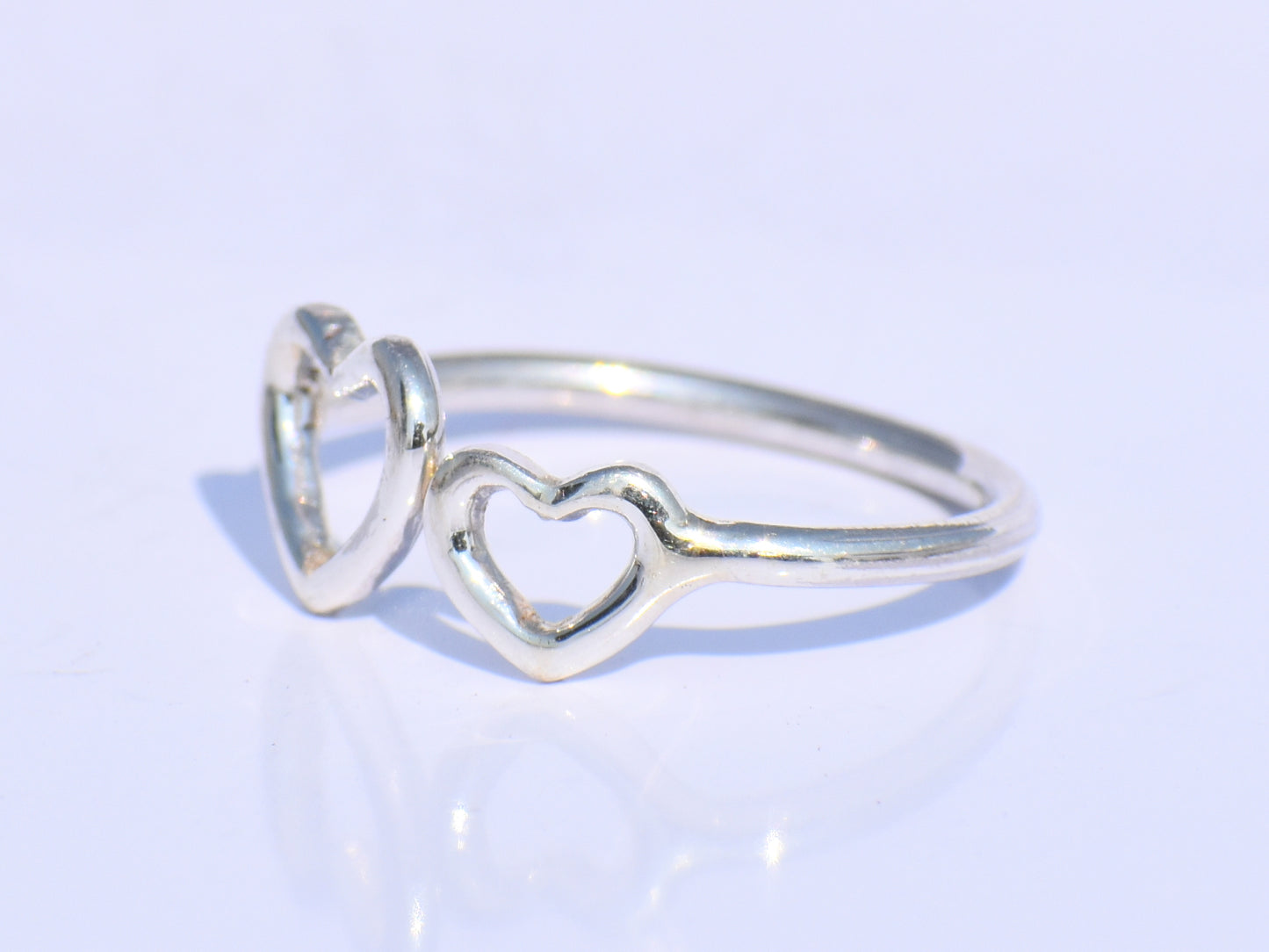 Silver Heart Ring, Double Heart Ring, 925 Silver Ring, Handmade Ring, Statement Ring, Delicate Fine Jewelry, Stacking Ring, Heart Jewellery