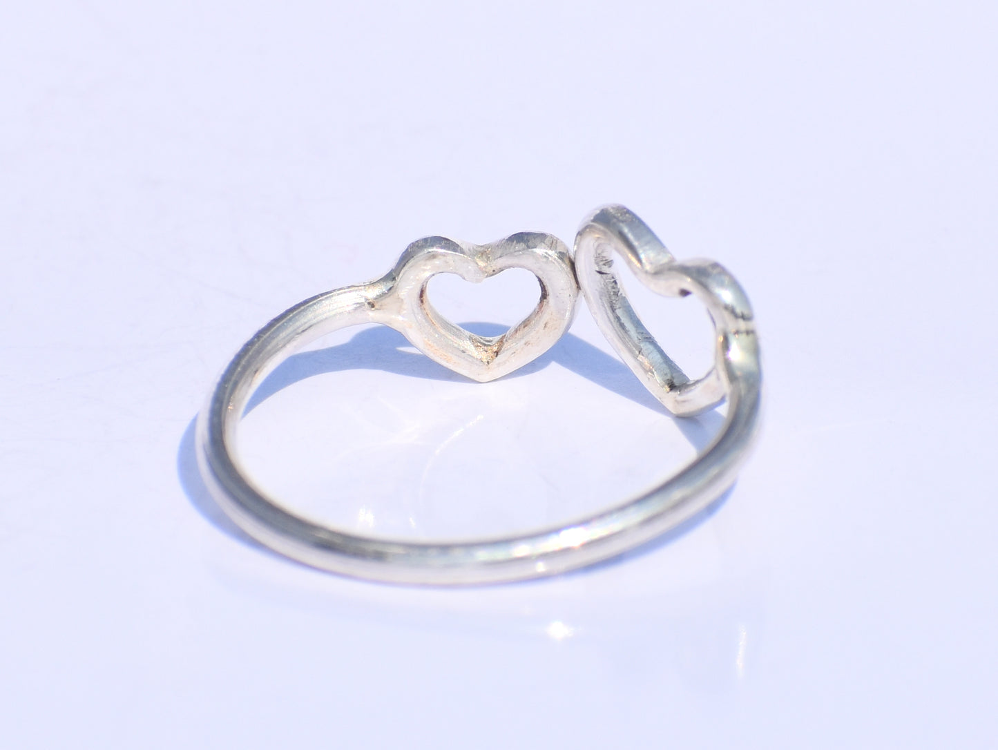 Silver Heart Ring, Double Heart Ring, 925 Silver Ring, Handmade Ring, Statement Ring, Delicate Fine Jewelry, Stacking Ring, Heart Jewellery