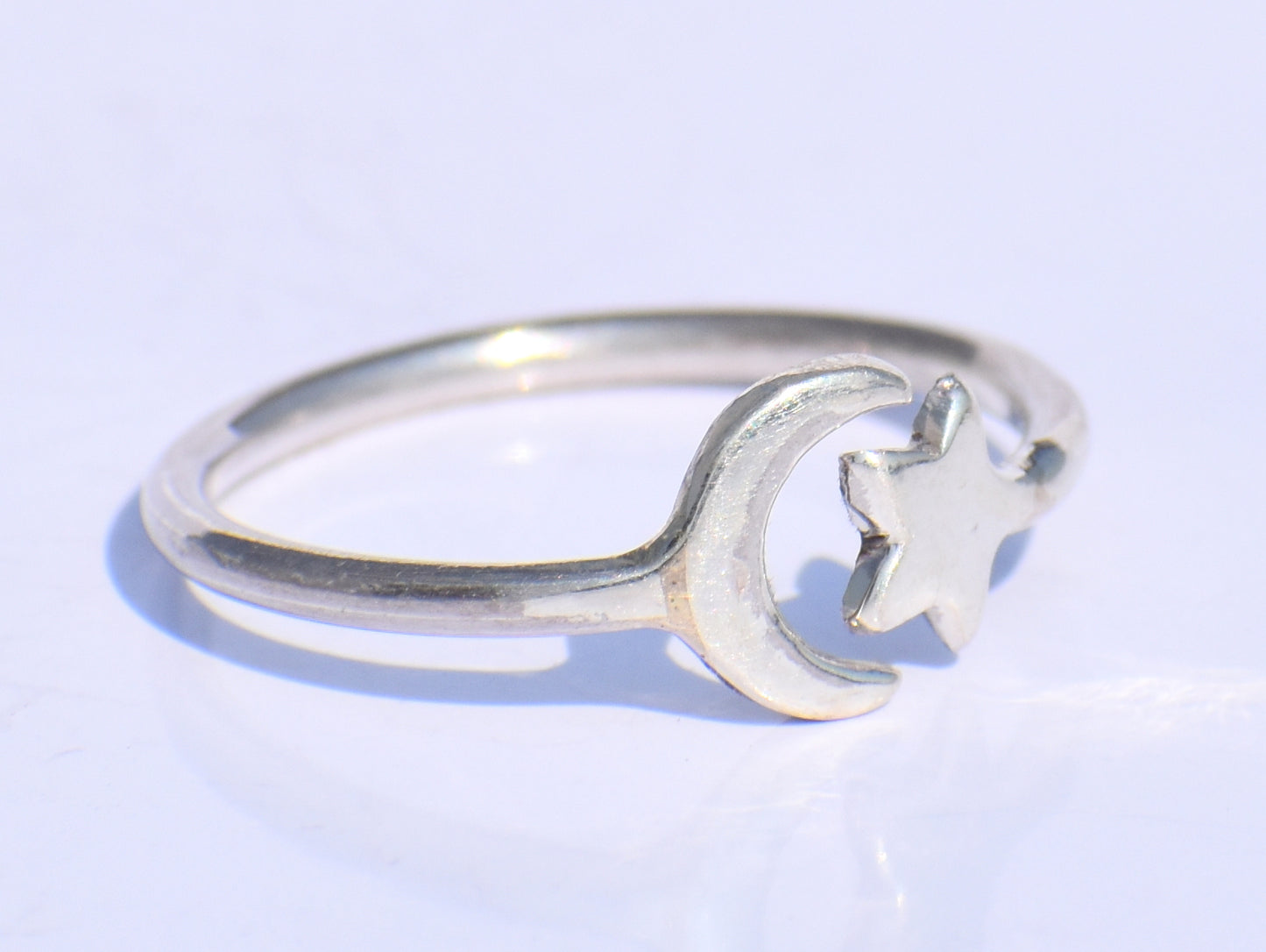 Silver Star Ring, Silver Crescent Ring, 925 Silver Ring, Handmade Ring, Adjustable Ring, Silver Dainty Ring, Bohemian Ring, Stacking Jewelry