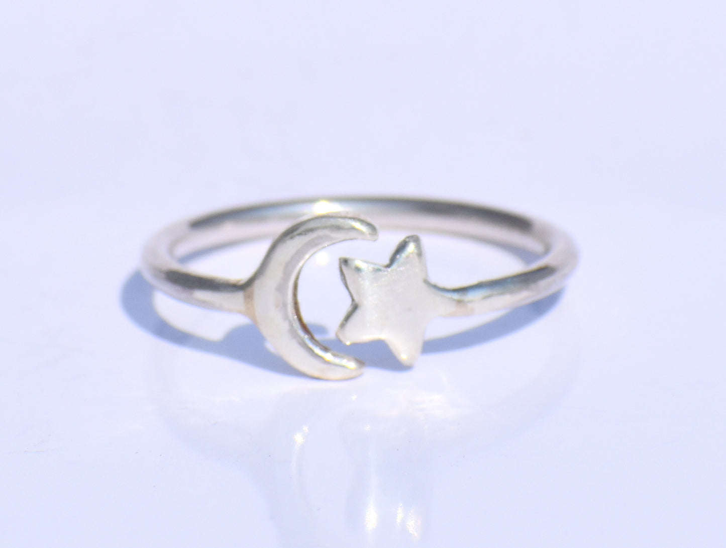 Silver Star Ring, Silver Crescent Ring, 925 Silver Ring, Handmade Ring, Adjustable Ring, Silver Dainty Ring, Bohemian Ring, Stacking Jewelry