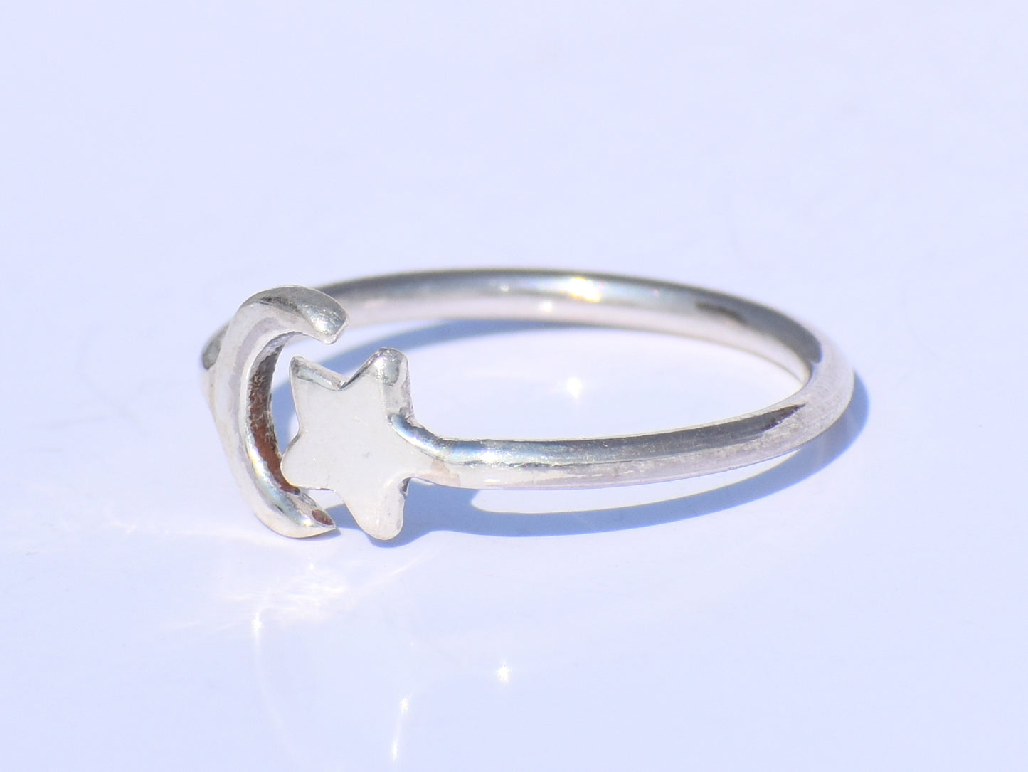 Silver Star Ring, Silver Crescent Ring, 925 Silver Ring, Handmade Ring, Adjustable Ring, Silver Dainty Ring, Bohemian Ring, Stacking Jewelry