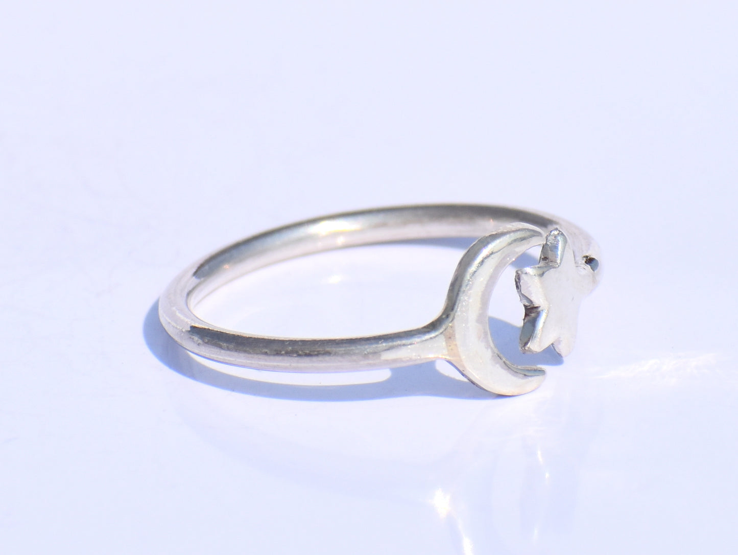 Silver Star Ring, Silver Crescent Ring, 925 Silver Ring, Handmade Ring, Adjustable Ring, Silver Dainty Ring, Bohemian Ring, Stacking Jewelry