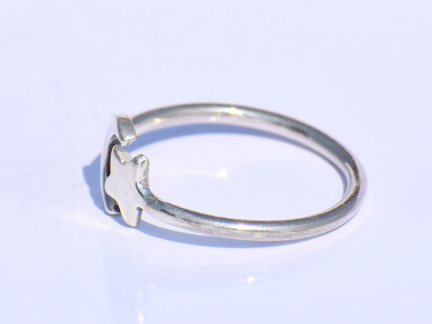 Silver Star Ring, Silver Crescent Ring, 925 Silver Ring, Handmade Ring, Adjustable Ring, Silver Dainty Ring, Bohemian Ring, Stacking Jewelry