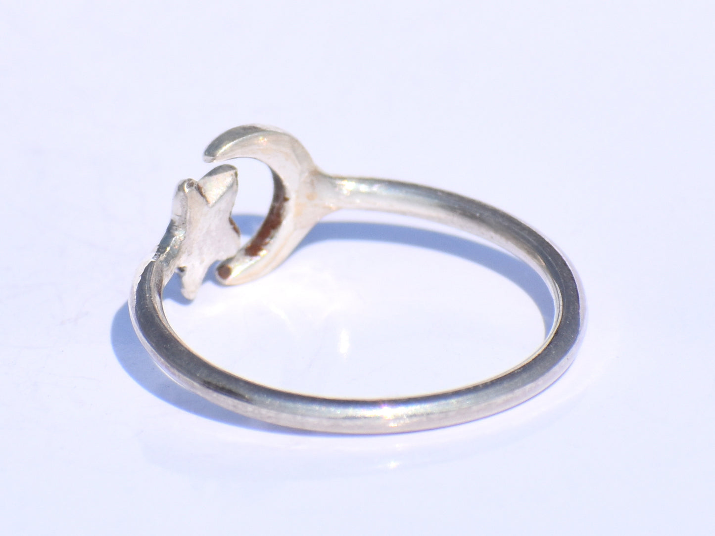 Silver Star Ring, Silver Crescent Ring, 925 Silver Ring, Handmade Ring, Adjustable Ring, Silver Dainty Ring, Bohemian Ring, Stacking Jewelry