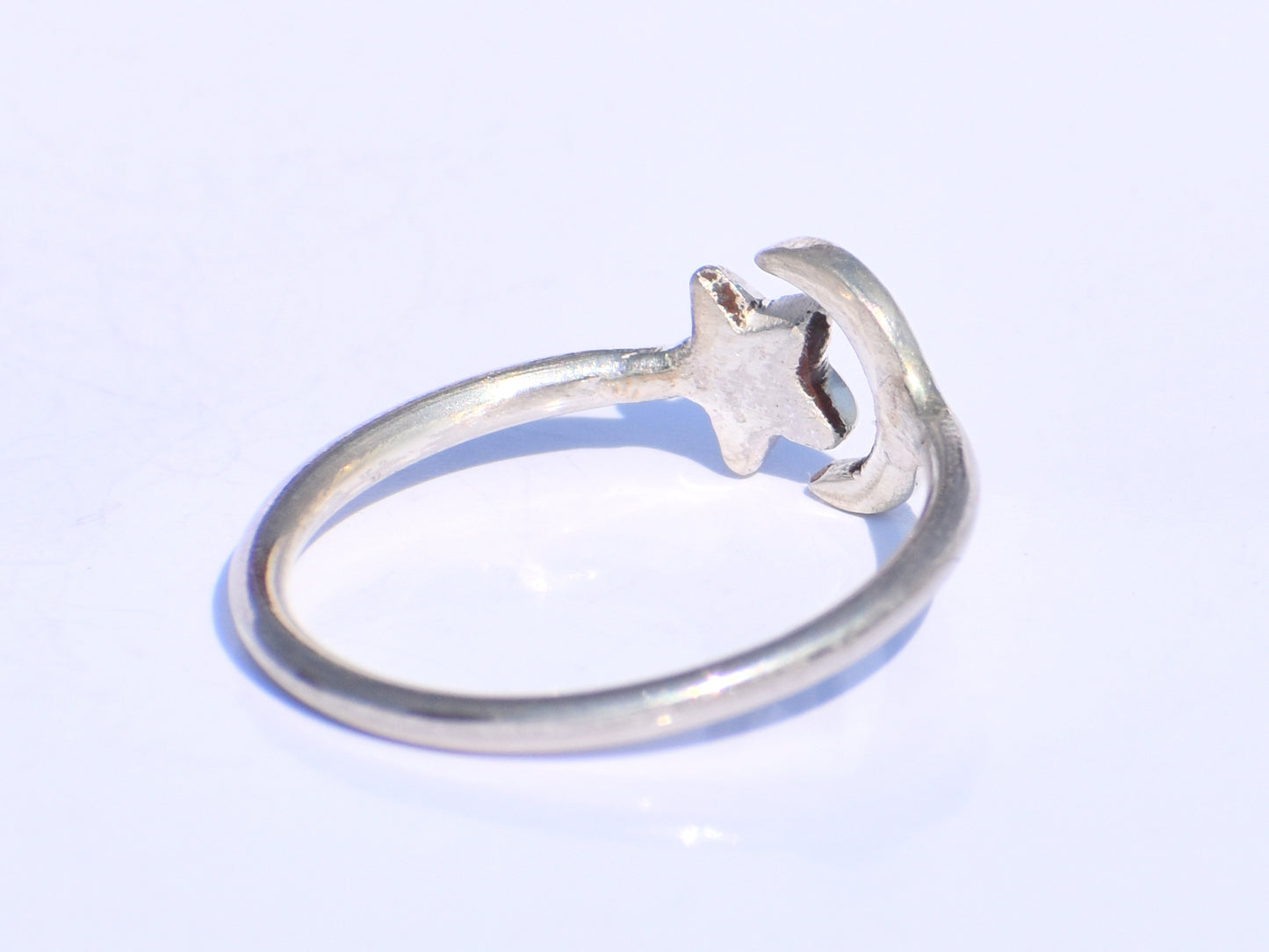 Silver Star Ring, Silver Crescent Ring, 925 Silver Ring, Handmade Ring, Adjustable Ring, Silver Dainty Ring, Bohemian Ring, Stacking Jewelry