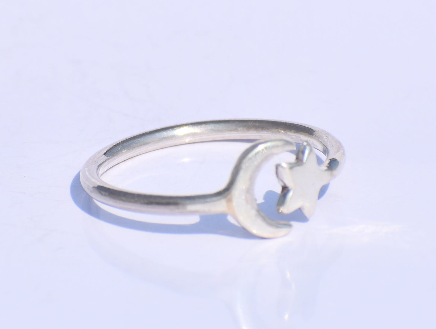 Silver Star Ring, Silver Crescent Ring, 925 Silver Ring, Handmade Ring, Adjustable Ring, Silver Dainty Ring, Bohemian Ring, Stacking Jewelry