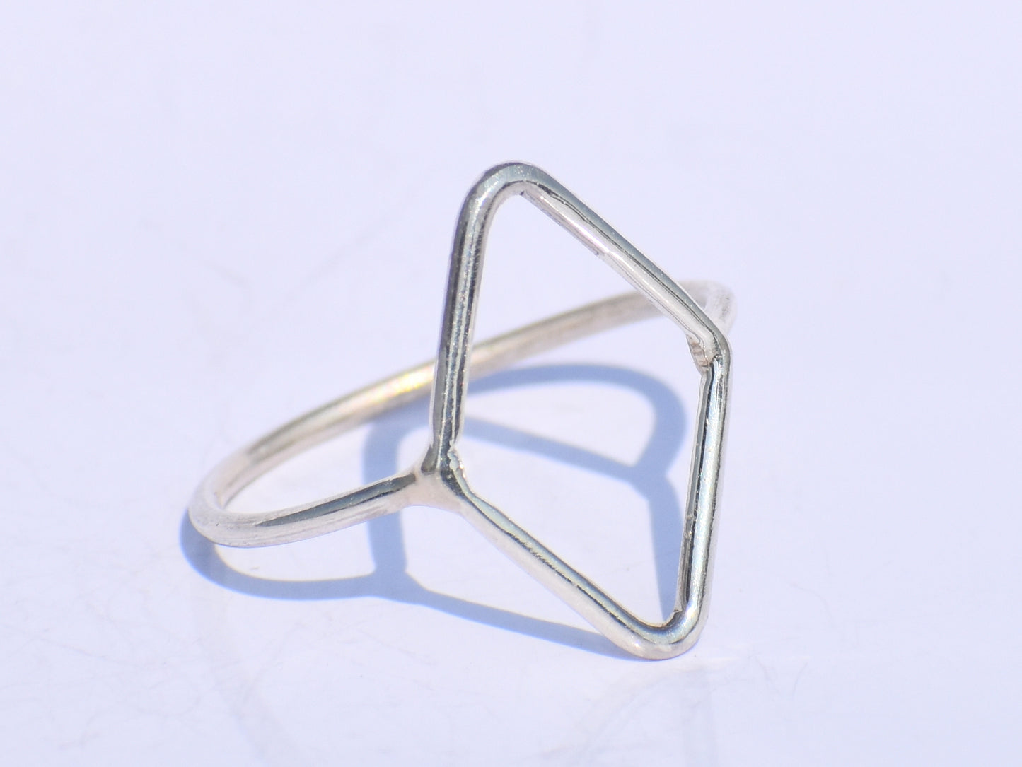 Silver Hollow Ring, Silver Rhombus Ring, Handmade Ring, 925 Silver Ring, Thin Silver Ring, Knuckle Ring, Fidget Ring, Chunky Ring, Gift Item