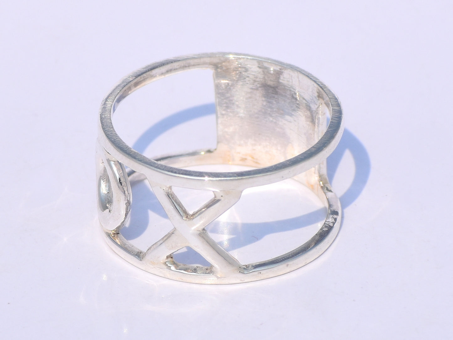 925 Solid Sterling Silver Band Ring, Handmade Band Ring, Statement Ring, Unisex Jewelry, Wedding Band, Valentine's Gift, XO Peace band Ring