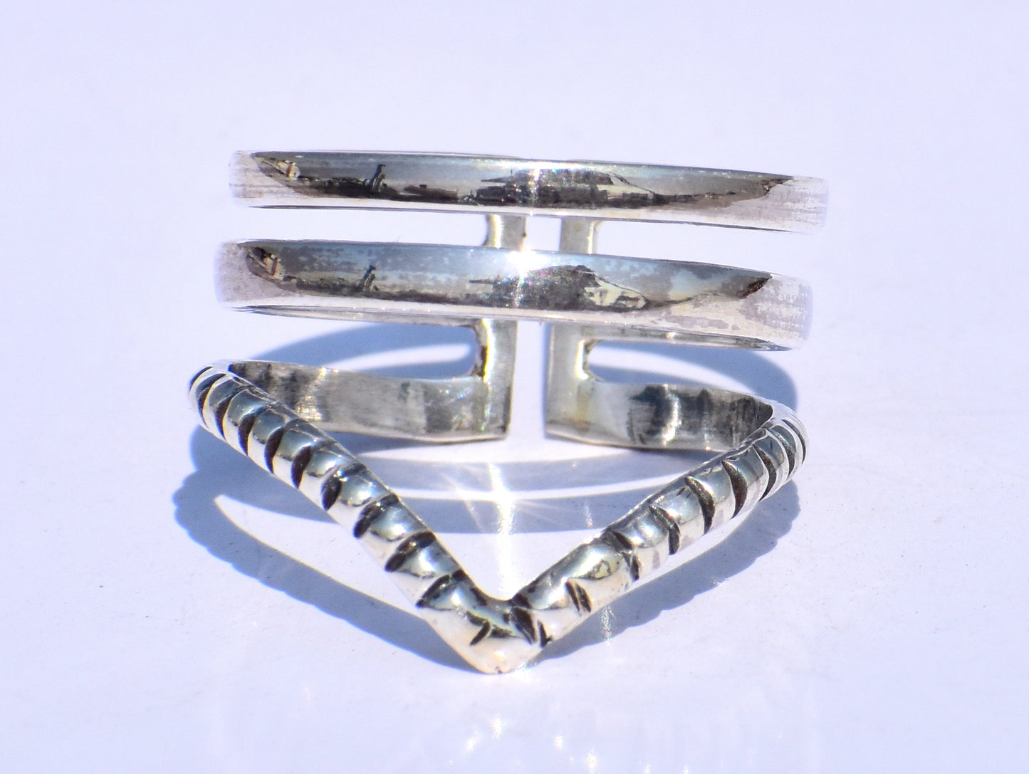 Silver Band Ring, Handmade Ring, Chevron Ring, 925 Silver Ring, Minimalist Ring, Bohemian Ring, Gift For Her, Triple Band Ring, Trinity Ring