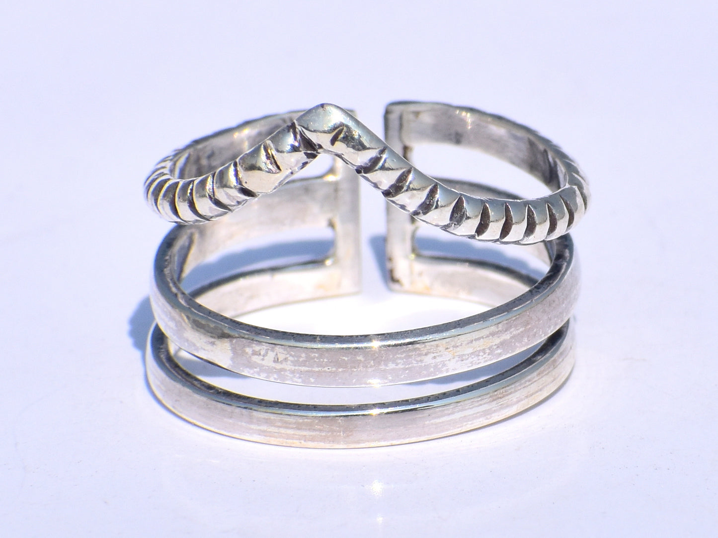 Silver Band Ring, Handmade Ring, Chevron Ring, 925 Silver Ring, Minimalist Ring, Bohemian Ring, Gift For Her, Triple Band Ring, Trinity Ring