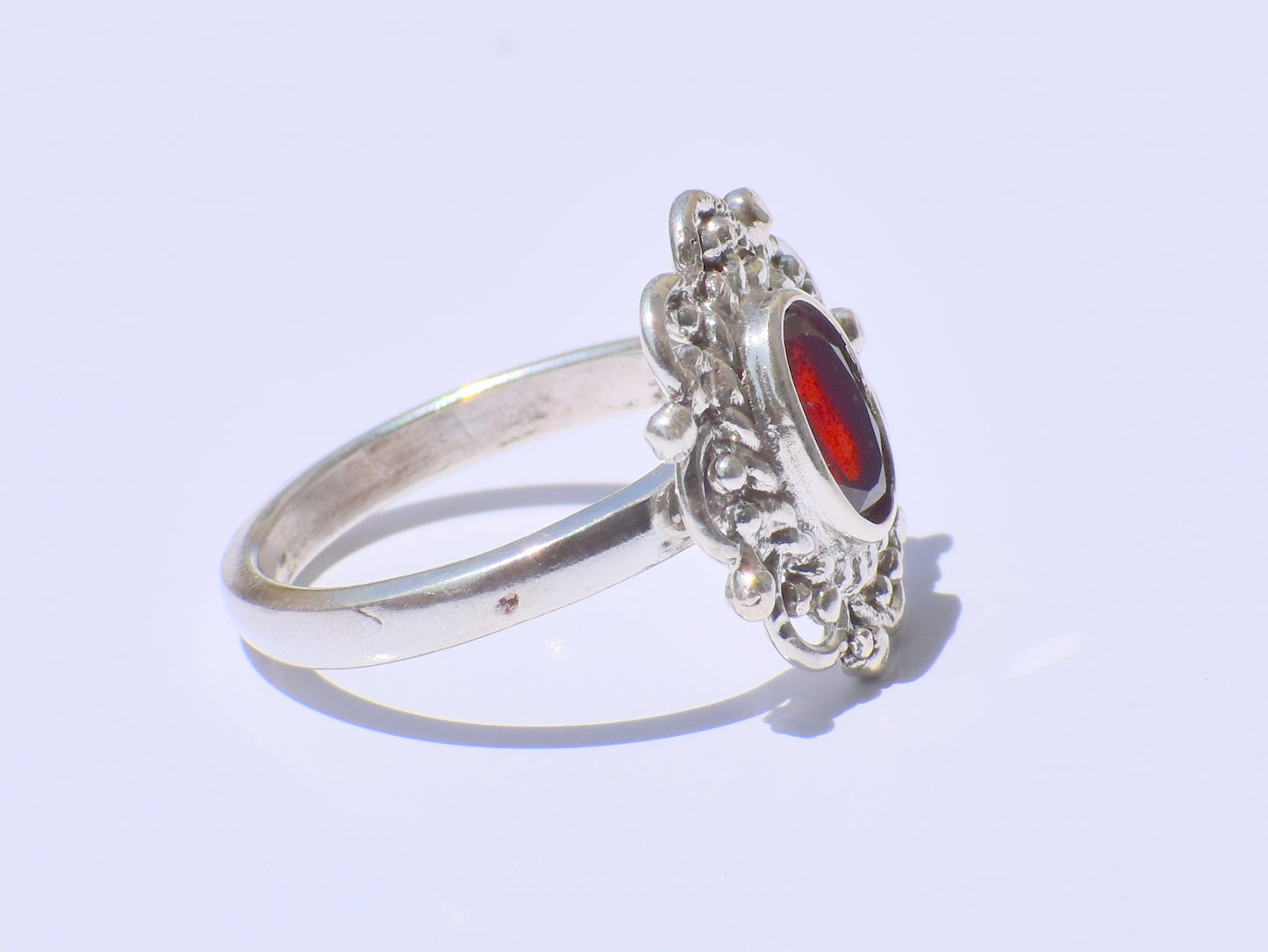 Red Garnet Ring, Oval Garnet Ring, Handcrafted Ring, 925 Sterling Silver Ring, Faceted Garnet Ring, 925 Sterling Silver Ring, Gift For Women