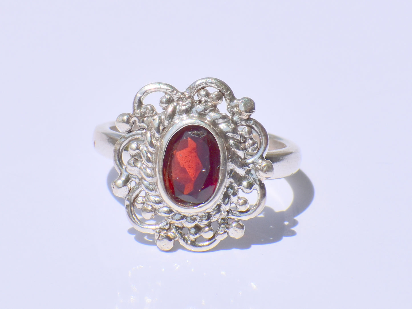 Red Garnet Ring, Oval Garnet Ring, Handcrafted Ring, 925 Sterling Silver Ring, Faceted Garnet Ring, 925 Sterling Silver Ring, Gift For Women