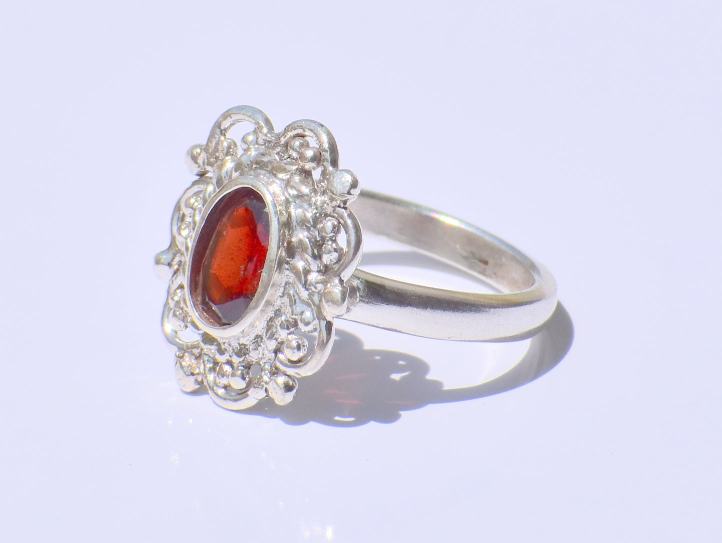 Red Garnet Ring, Oval Garnet Ring, Handcrafted Ring, 925 Sterling Silver Ring, Faceted Garnet Ring, 925 Sterling Silver Ring, Gift For Women