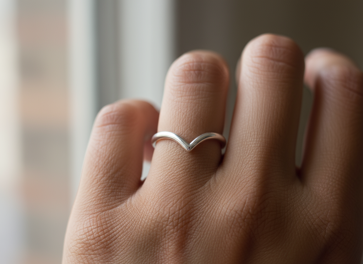 Silver Chevron Ring – Handmade 925 Sterling Silver Stacking Ring