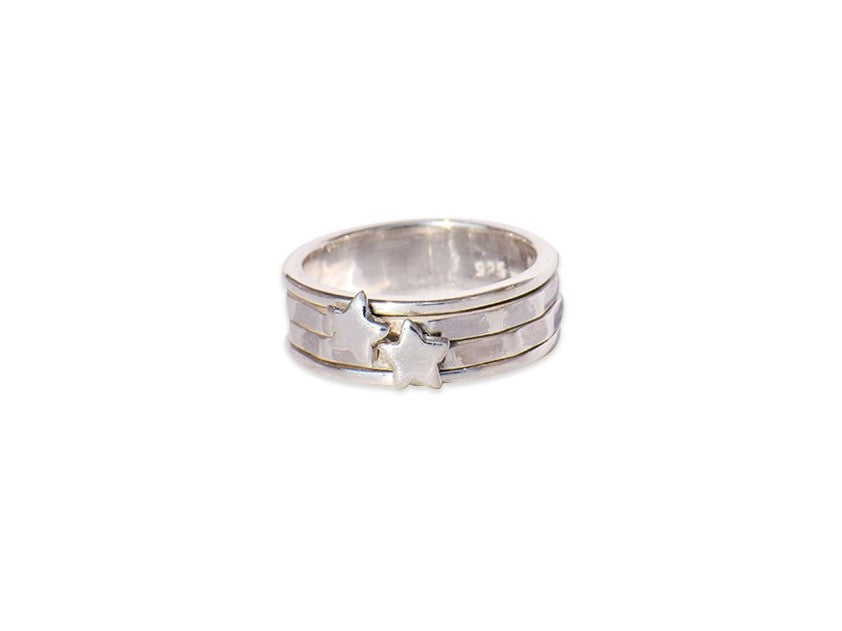 Star On Spinner Band Ring, Sterling Silver Ring, Handmade Ring, Women Silver Ring, Fidget Ring, Anxiety Ring, Bohemian Ring, Gift For Women